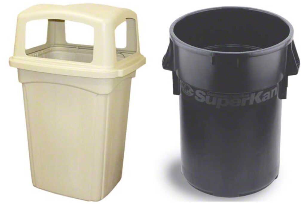 Trash cans, receptacles, trash, waste, recycle